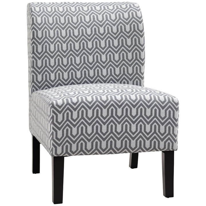 HOMCOM Armless Accent Chair for Bedroom, Upholstered Slipper Side Chair for Living Room with Wood Legs, Grey
