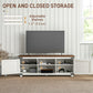 HOMCOM Farmhouse TV Stand for up to 50" TV, TV Cabinet with Barn Doors, Cable Management for Living Room, Distressed White