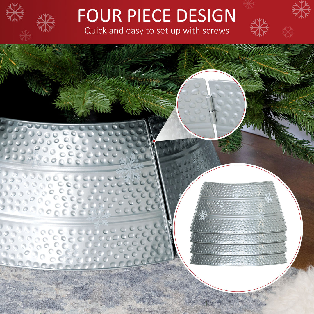 HOMCOM 26" Christmas Tree Base Cover, Christmas Tree Collar with Hollow Snowflake Pattern for Holiday, Party, Silver