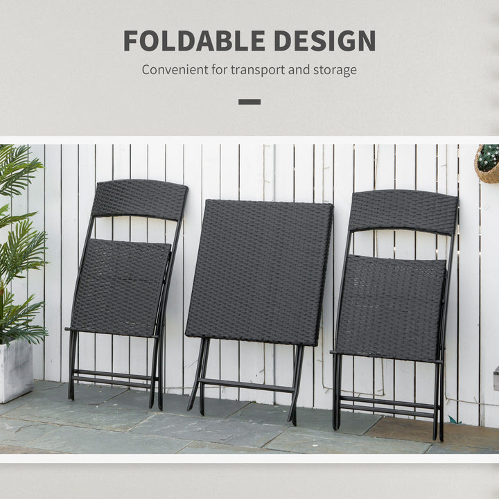 Outsunny 3-Piece Outdoor Folding Rattan Bistro Set, Mixed Brown