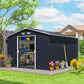 Outsunny 9.1'x6.4'x6.3' Garden Storage Shed w/ Floor Foundation Metal Tool Storage House w/ Double Doors Dark Grey Yellow