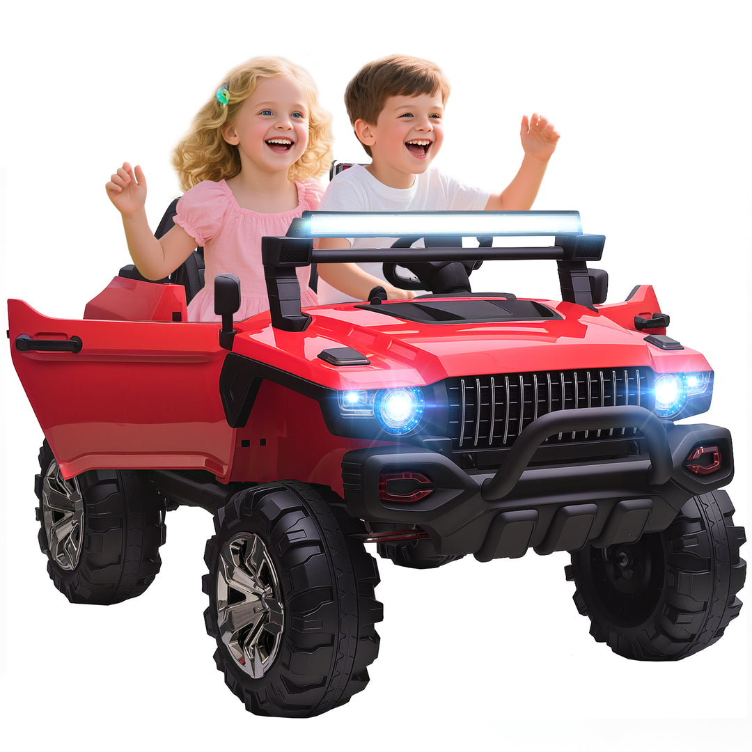 Aosom Kids 2 Seater Ride-On Car Police Truck Electric with LED Lights & MP3 for Kids White