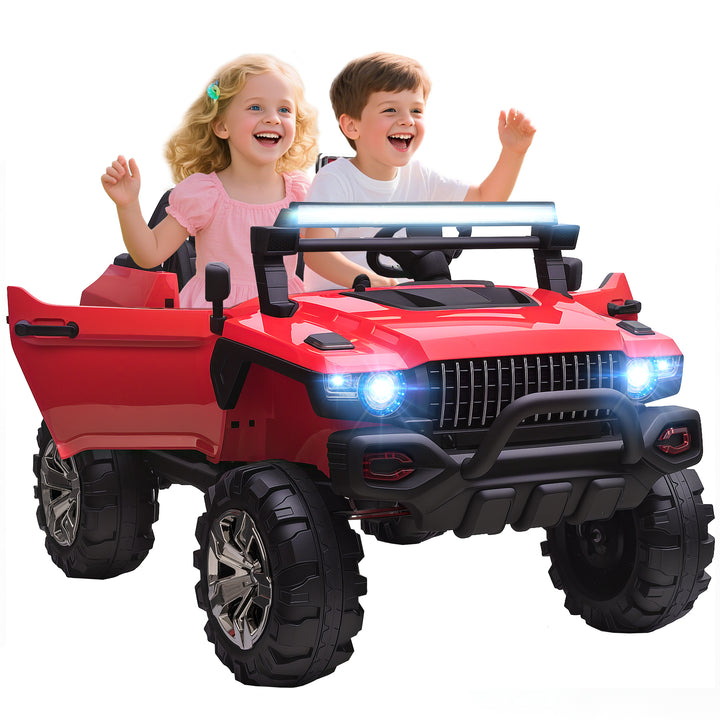 Aosom Kids 2 Seater Ride-On Car Police Truck Electric with LED Lights & MP3 for Kids White