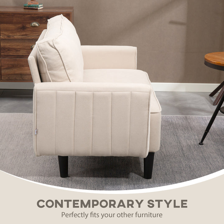 HOMCOM Loveseat Sofa, Linen 2 Seater Sofa Couch with Thick Padded Seat & Backrest for Living Room, Home Office, Dark Grey