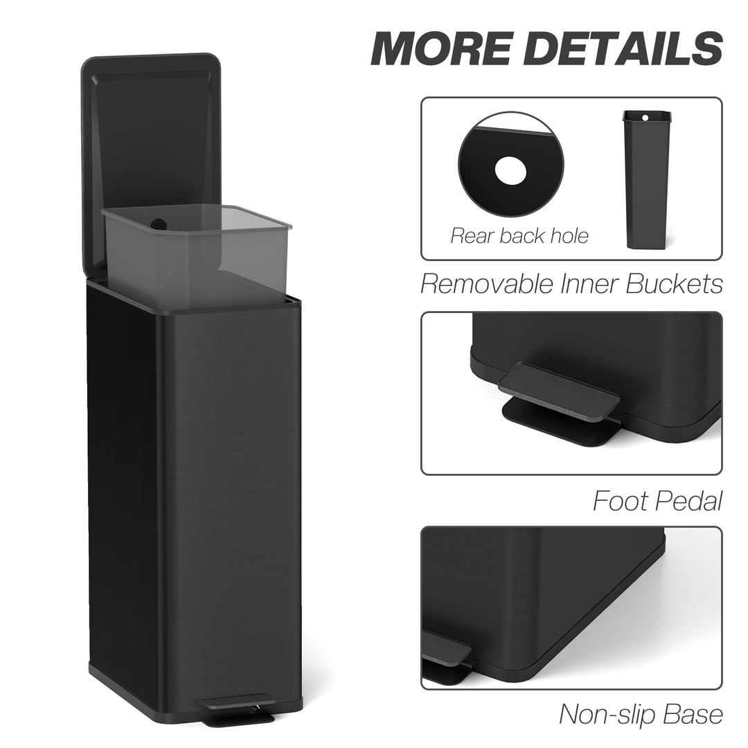 HOMCOM 5.3 Gallon Stainless Steel Kitchen Garbage Can with Soft-close Lid, Foot Pedal, Fingerprint-Proof, Silver