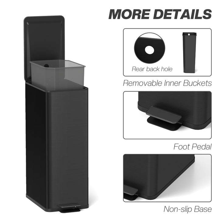 HOMCOM 5.3 Gallon Stainless Steel Kitchen Garbage Can with Soft-close Lid, Foot Pedal, Fingerprint-Proof, Silver