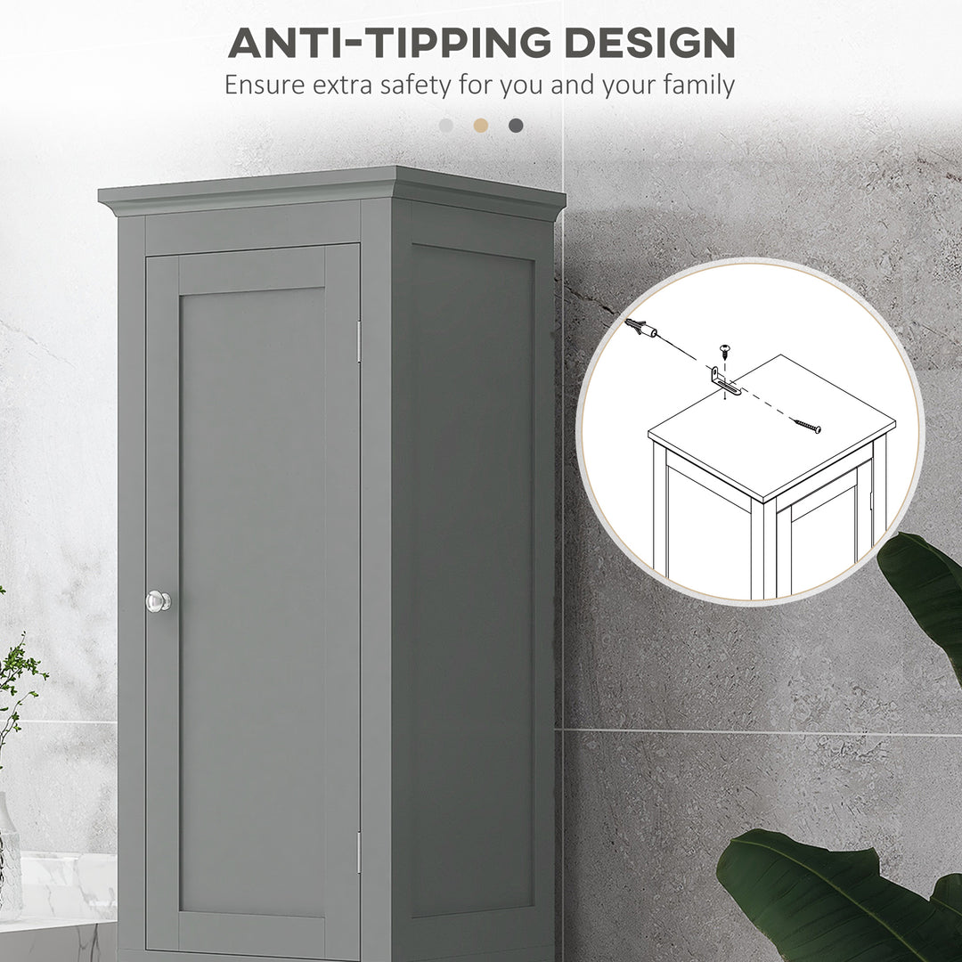 kleankin Tall Bathroom Cabinet, Freestanding Storage Organizer with Adjustable Shelves and Cupboards, 15" x 13" x 63", White