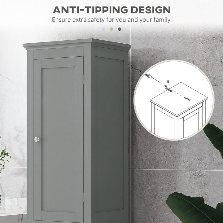 kleankin Tall Bathroom Cabinet, Freestanding Storage Organizer with Adjustable Shelves and Cupboards, 15" x 13" x 63", White