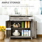 HOMCOM Farmhouse Sideboard Buffet Cabinet, Storage Cabinet with Barn Doors, Distressed Brown