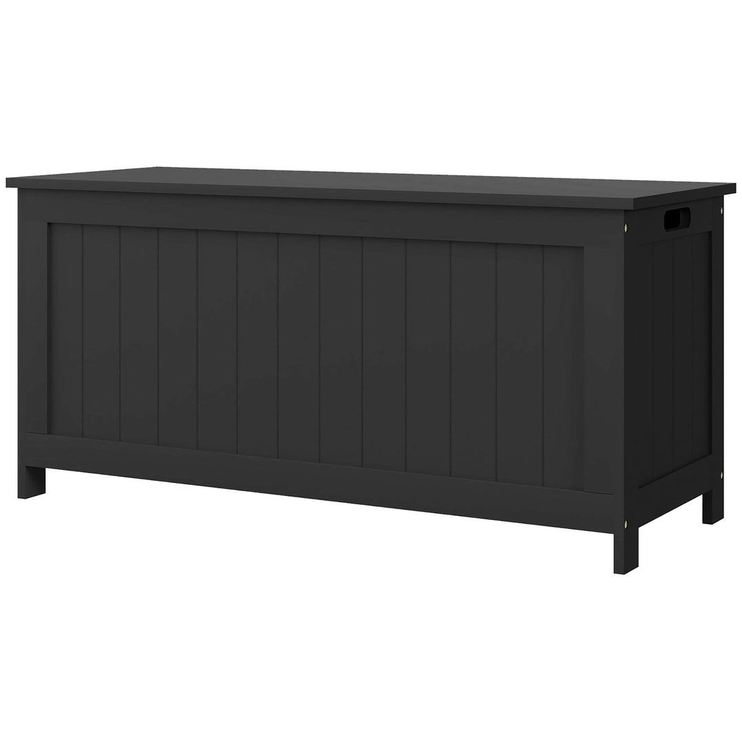 HOMCOM Storage Trunk with 2 Safety Hinges, Modern Entryway Bench with Side Handles, Storage Chest for Living Room, Black