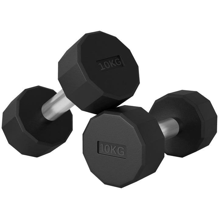 Soozier 2 x 22lbs Dumbbell Set, Rubber Weights Exercise Fitness Dumbbells with Non-Slip Handles, Anti-roll, for Women or Men Home Gym Workout