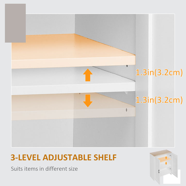 HOMCOM Modern Storage Cabinet with Doors and Adjustable Shelf for Kitchen, Living room, 23.6" x 11.8" x 35.4", White