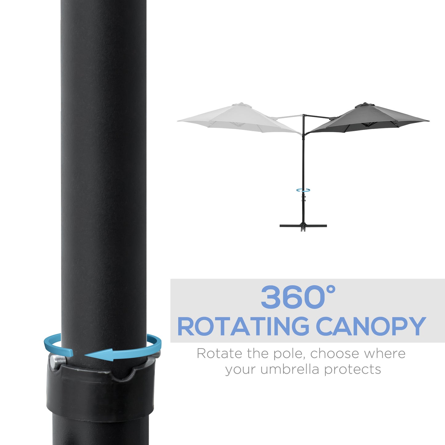 Outsunny 8.5FT Outdoor Cantilever Roma Parasol with 360Â° Rotation and Cross Base, Offset Patio Umbrella for Garden, Dark Grey