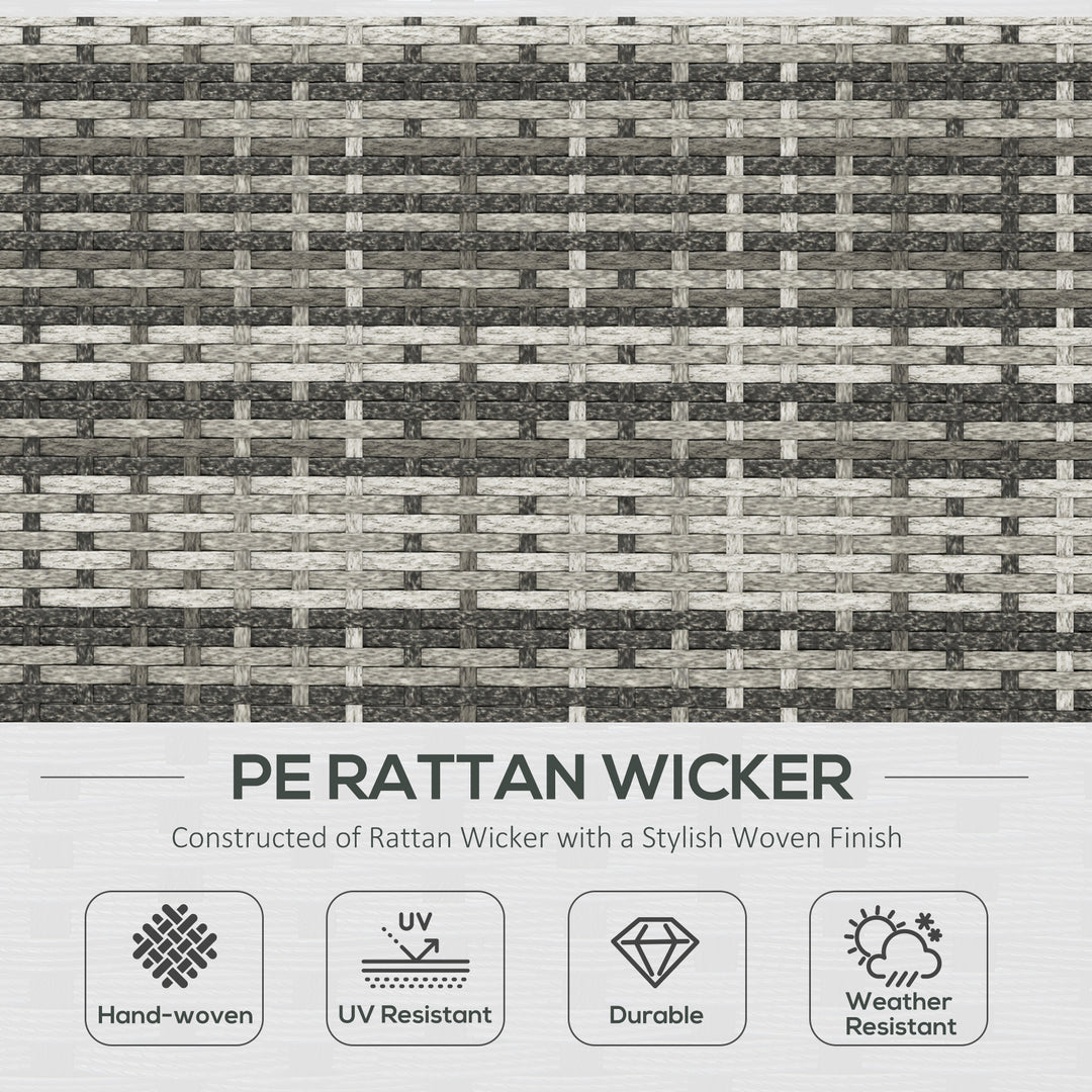 Outsunny 7pc Garden Wicker Sectional Set w/ Tea Table Patio Rattan Lounge Sofa Outdoor Deck Furniture Blue