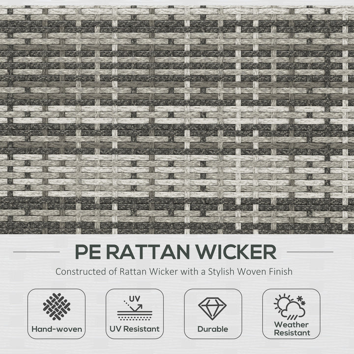 Outsunny 7pc Garden Wicker Sectional Set w/ Tea Table Patio Rattan Lounge Sofa Outdoor Deck Furniture Blue