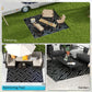 Outsunny Reversible Outdoor Rug Waterproof Plastic Straw RV Rug with Carry Bag, 9' x 12', Black and Grey Geometric