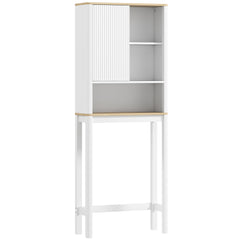 HOMCOM Over The Toilet Storage Cabinet, Bathroom Space Saver Cabinet with Adjustable Shelf, Bathroom Organizer, White