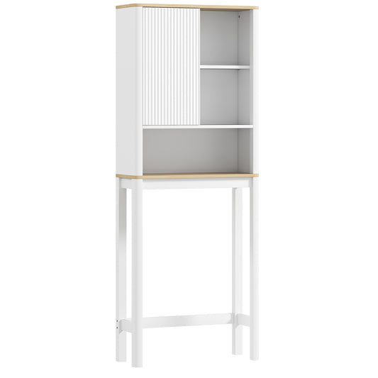 HOMCOM Over The Toilet Storage Cabinet, Bathroom Space Saver Cabinet with Adjustable Shelf, Bathroom Organizer, White