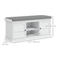 HOMCOM Shoe Storage Bench with Cushioned Seat, Entryway Bench Seat with 2 Cabinets and Adjustable Shelf for Hallway, White