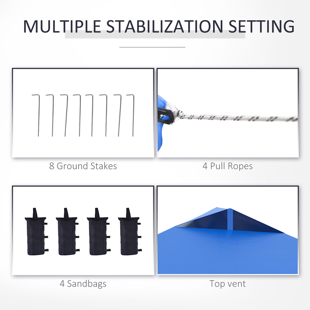 Outsunny 10' x 10' Pop Up Canopy Tent, Instant Sun Shelter, Tents for Parties, with Wheeled Carry Bag, Blue