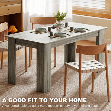 HOMCOM 63" Kitchen Table for 4-6 People, Dining Table with Wood Effect for Dining Room, Grey