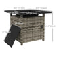 Outsunny Outdoor PE Rattan Propane Fire Pit Table, 50,000 BTU Pulse-Ignition Wicker Fire Table, Mixed Grey