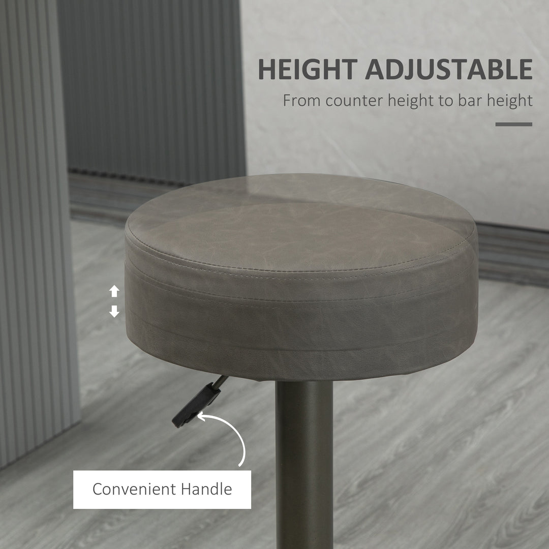 HOMCOM Modern Adjustable Bar Stools Set of 2, Swivel Barstool with Footrest, PU Leather Round Top for Kitchen, Brown