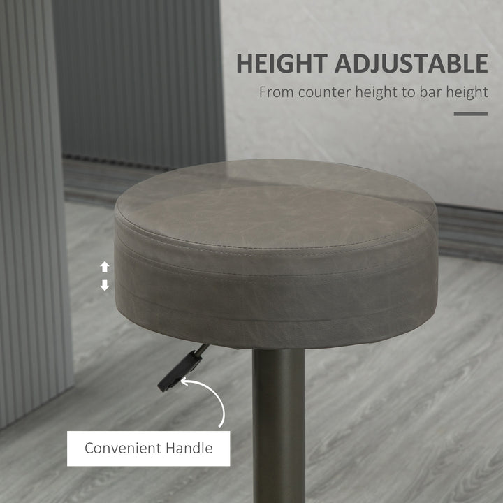 HOMCOM Modern Adjustable Bar Stools Set of 2, Swivel Barstool with Footrest, PU Leather Round Top for Kitchen, Brown