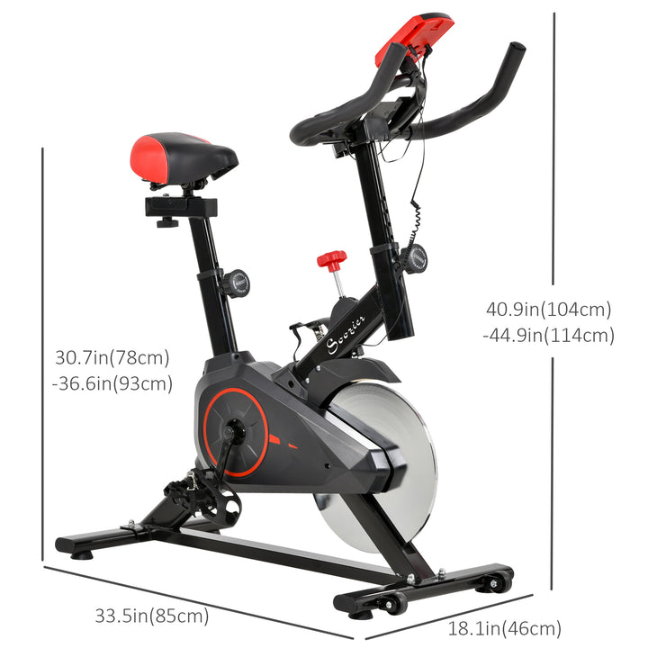 Soozier Upright Exercise Bike, Magnetic Resistance Stationary Bike with LCD Display, Indoor Cycling Bike for Home w/ Adjustable Resistance, Comfortable Seat Cushion