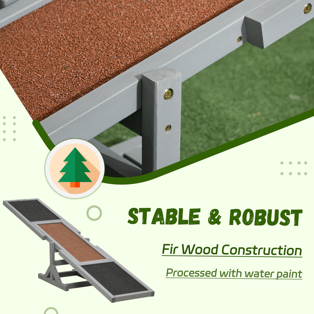 PawHut Wood Pet Seesaw Platform Dog Agility Training Equipment Run Game Toy Weather Resistant Pet Supplies Natural