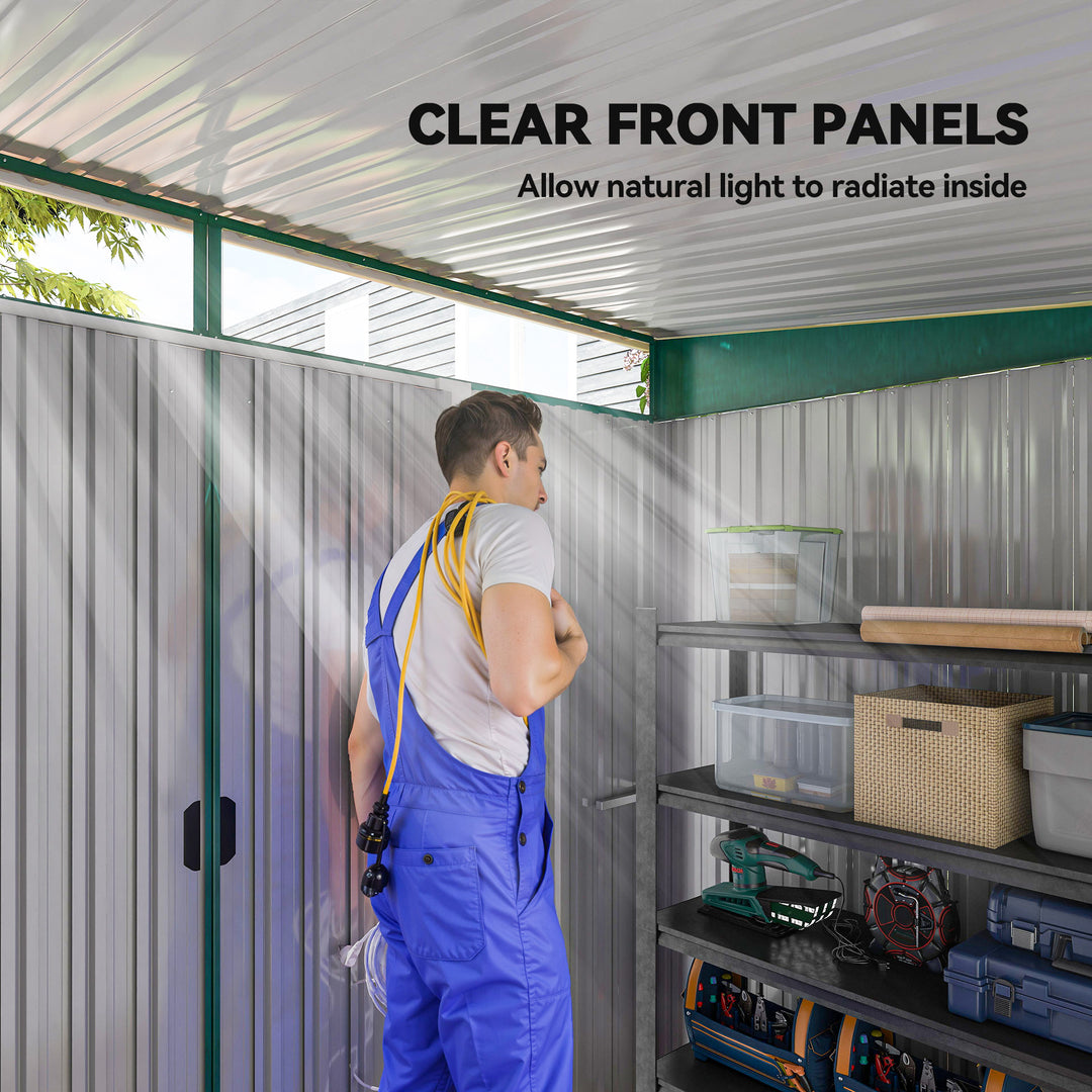 Outsunny 6' x 8.5' Outdoor Metal Garden Shed Utility Tool Storage Steel Backyard House, Dark Green