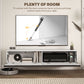 HOMCOM Wall Mounted TV Stand, Floating TV Cabinet for up to 70" TVs with Storage, High Gloss Effect, Brown and Black