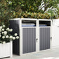Outsunny Double Garbage Bin Shed, Lockable Outdoor Storage Shed with Openable Lid, Galvanized Frame for Garden Patio, Dark Grey