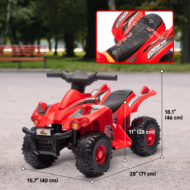 Qaba 6V Kids ATV Quad w/ Music, Forward, for 2-6 Years, Red