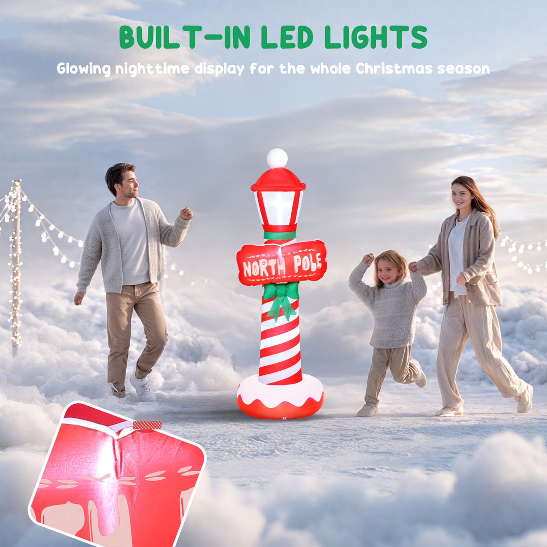 Outsunny 6FT Christmas Inflatable Decoration, Inflatable Lighthouse Xmas Blow Up Decor with LED Lights for Yard, Lawn, Garden