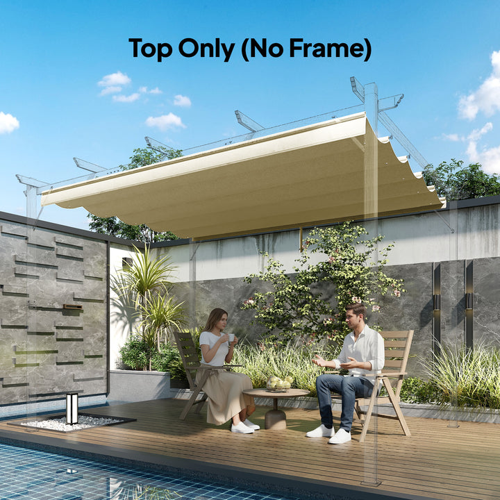 Outsunny 8.5' x 11.5' Retractable Pergola Canopy Replacement, Fit 10' x 13' Frame, Pergola Cover Replacement Top Only, Beige