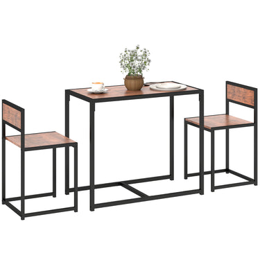 HOMCOM Dining Table Set, Industrial Dining Set for 2, Kitchen Table and Chairs for Small Space, Dining Room Table with Chairs