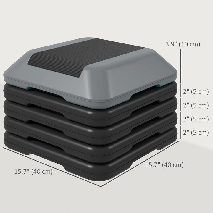 Soozier 5-Level Height Adjustable Stepper, Aerobic Exercise Step Platform, 4" 6" 8" 10" 12", Grey