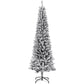 HOMCOM 7.5ft Flocked Christmas Tree, Pencil Christmas Tree with Realistic Branch Tips, Folding Metal Stand, Green