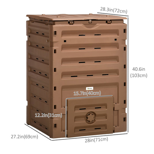 Outsunny Compost Bin, Garden Composter with 80 Vents and 2 Sliding Doors, 120 Gallon (450L), Black