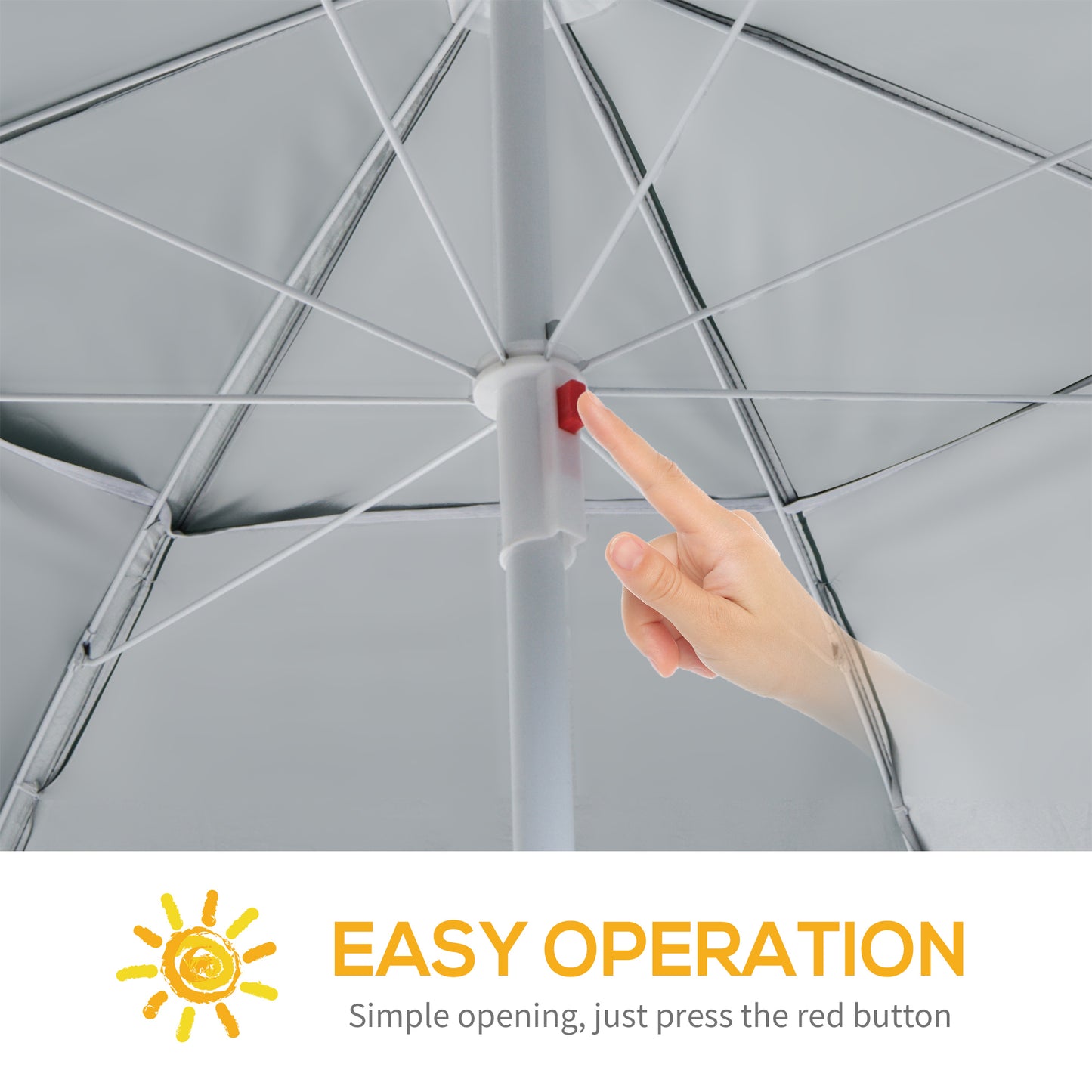 Outsunny 7.5FT 2-in-1 Umbrella Shelter with Carry Bag, Beach Sport Umbrella with Silver Coated UPF50+ UV Protection Dark Green