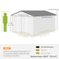 Outsunny 9.1'x6.4'x6.3' Garden Storage Shed w/ Floor Foundation Metal Tool Storage House w/ Double Doors Dark Grey Yellow