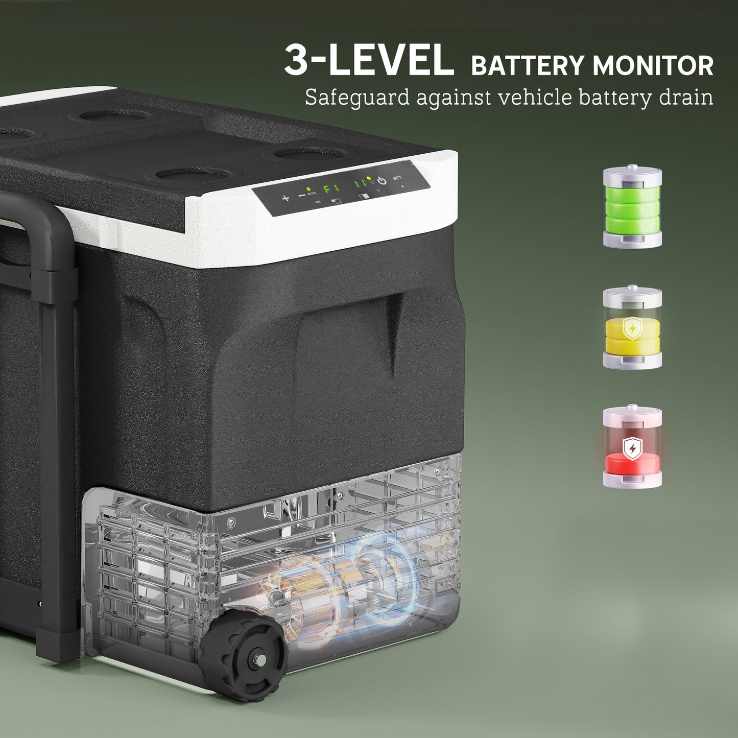 Outsunny 50 Liter Car Refrigerator Portable Freezer 12/24V Electric Cooler Box for Camping, Travel, Picnic, Down to -20â„ƒ