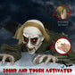 HOMCOM 66" Outdoor Halloween Decoration Crawling Zombie, Animated Prop Decor with Sound Activated, Light Up Eyes