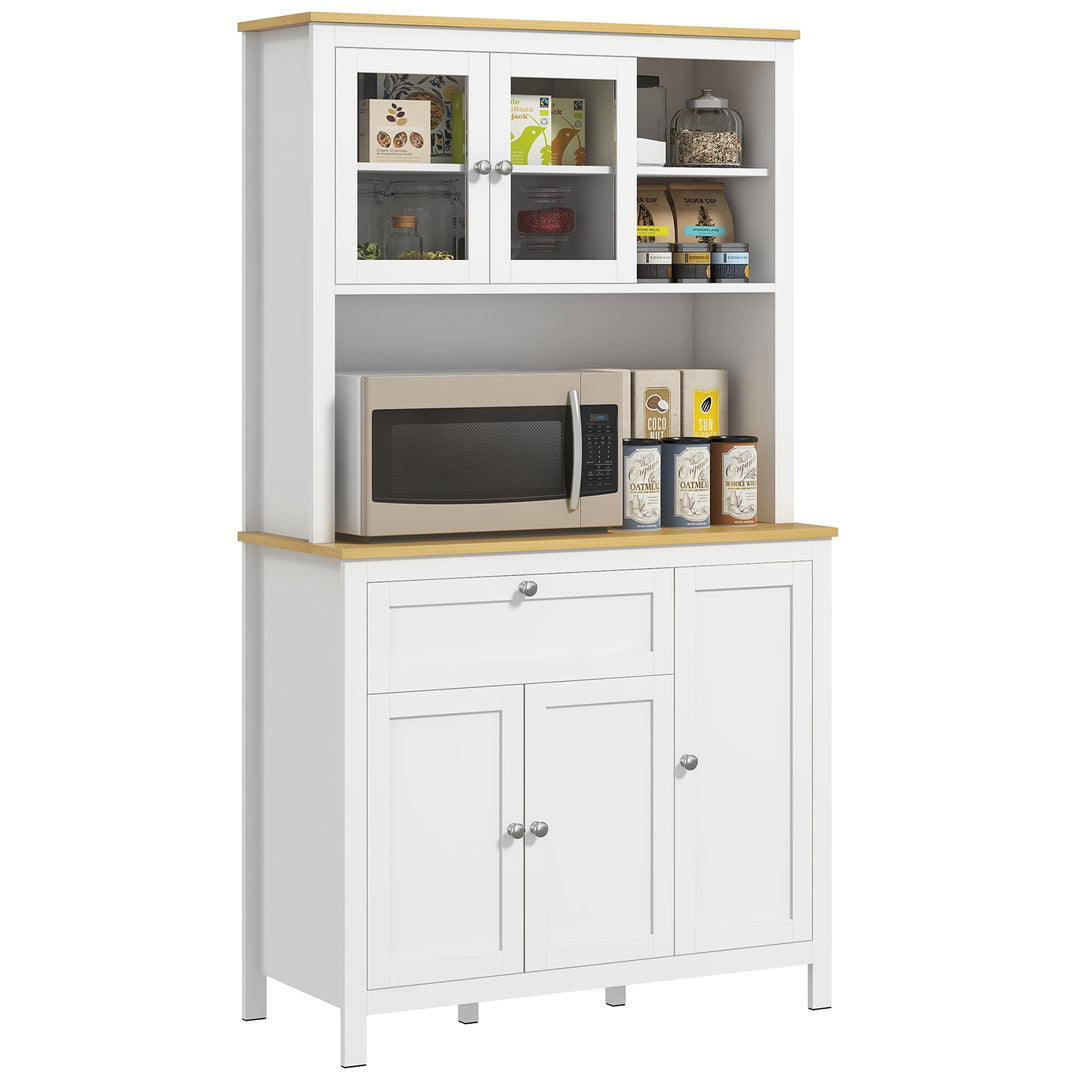 HOMCOM 71" 5-Door Kitchen Pantry Cabinet, Freestanding Storage Cabinet Cupboard with Adjustable Shelves, White