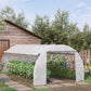 Outsunny Large Walk-in Greenhouse, 20'x10'x6.6' Tunnel Greenhouse with Zippered Door and 12 Roll-up Windows, Outdoor Green House for Garden Plant, White