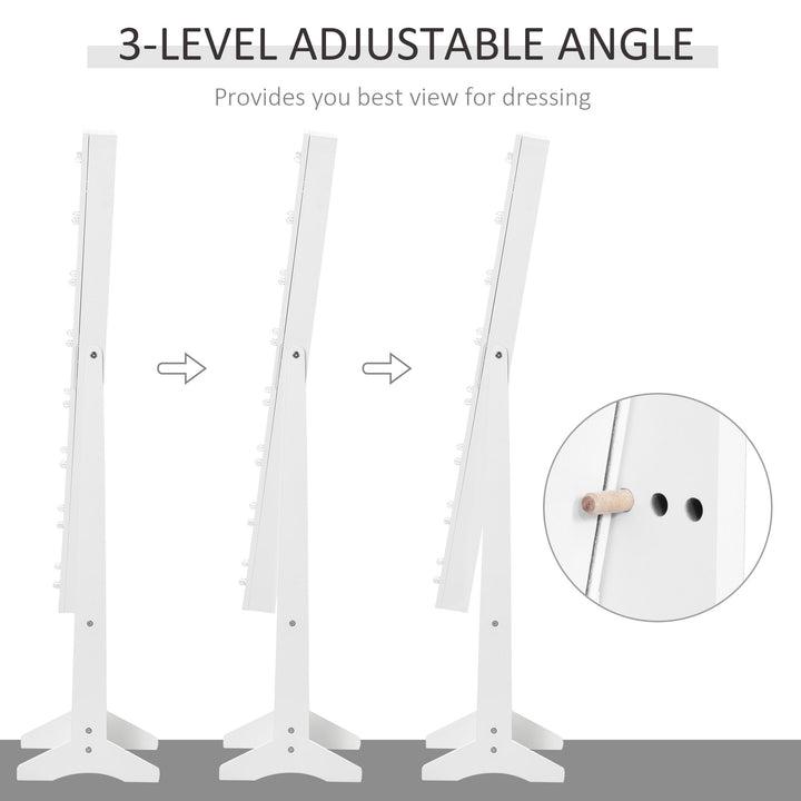 HOMCOM Free Standing Armoire Organizer, Lighted Mirrored Jewelry Cabinet w/ Angle Adjustable & 16 LED Lights Warm White