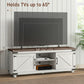 HOMCOM Farmhouse TV Stand for up to 50" TV, TV Cabinet with Barn Doors, Cable Management for Living Room, Distressed White