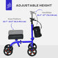 HOMCOM Steerable Knee Walker, Foldable Knee Scooter with Dual Braking System, Adjustable Height, Crutch Alternative, Red