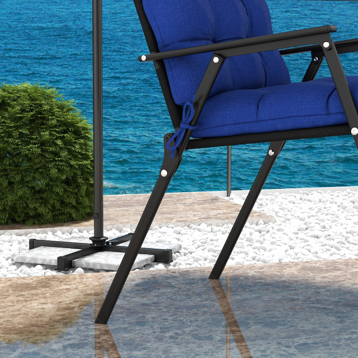 Outsunny 2-Piece Back Seat Cushion Replacement, Outdoor Patio Chair Cushions Set with Ties, Button Tufted, Navy Blue